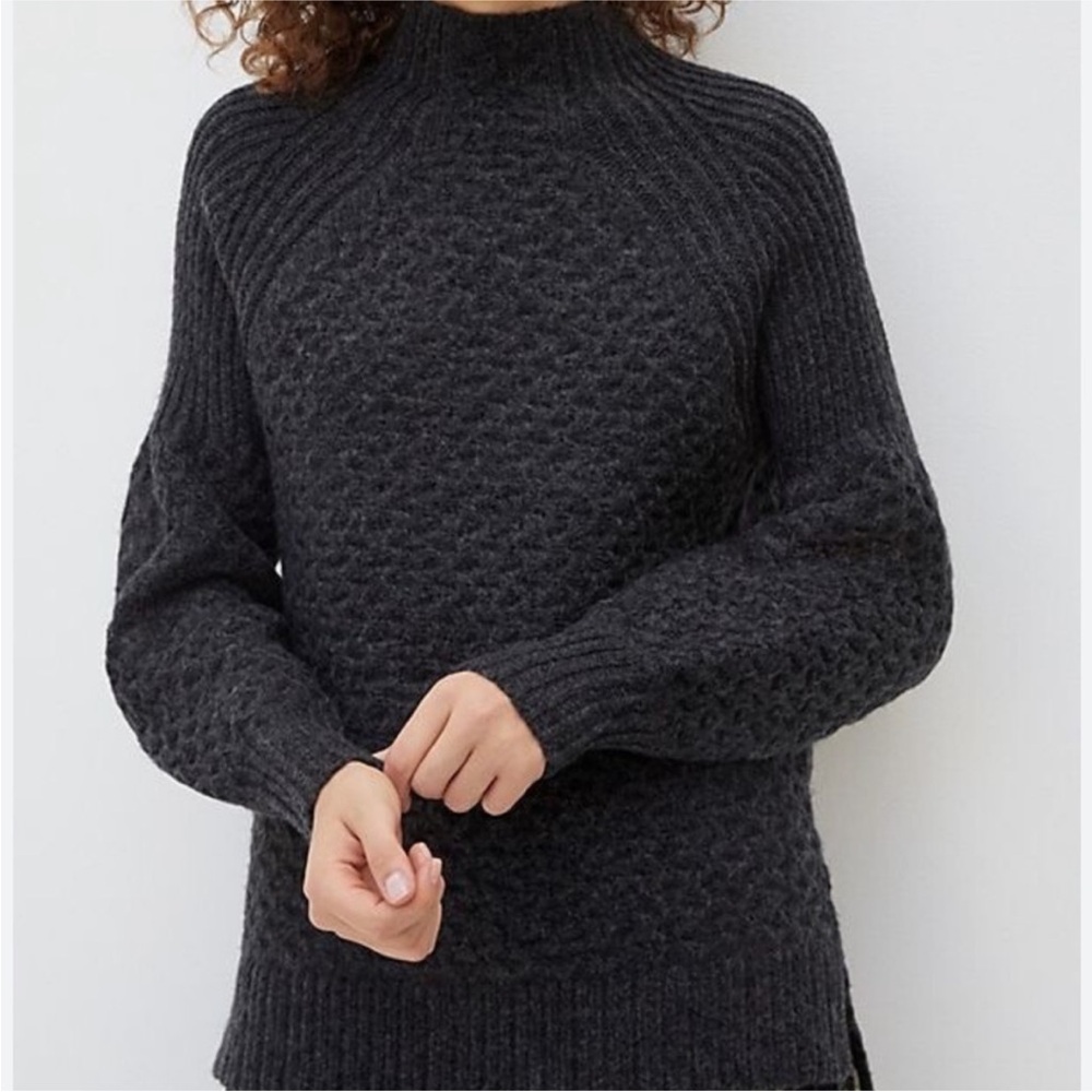 Anthropologie Bia Mock Neck Alpaca‎ Blend Tunic Sweater carbon